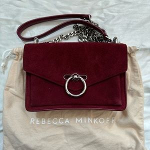 Rebecca Minkoff burgundy suede cross body bag